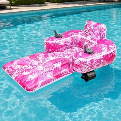 GlideFloat motorized pool lounger floating in a swimming pool